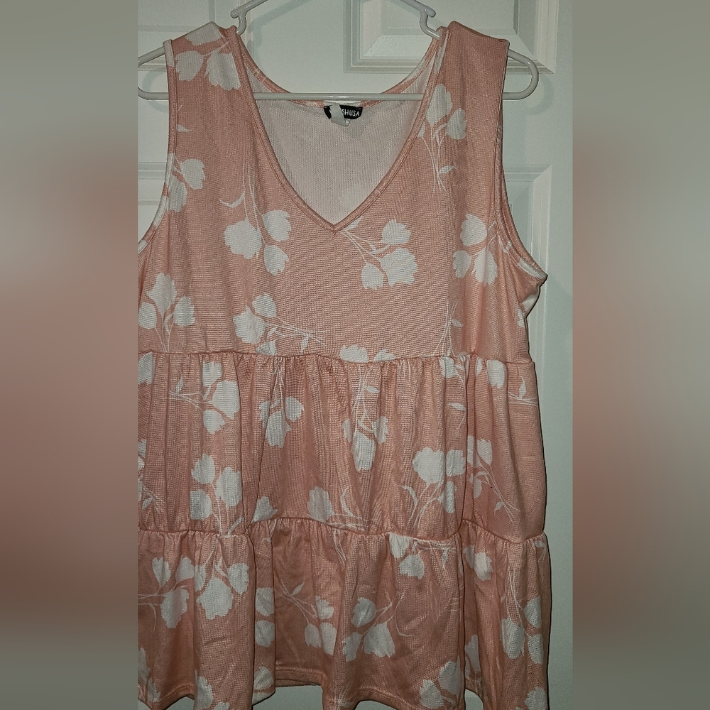 Pink Floral Sleeveless Top